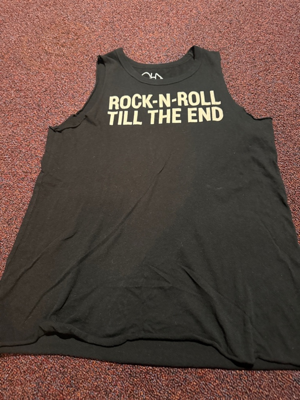 Chaser Black Graphic Muscle Tank with Cream Lettering